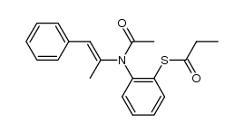 S-(2-(N-(1-phenylprop-1-en-2-yl)acetamido)phenyl) propanethioate结构式