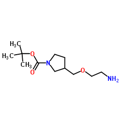 2-Methyl-2-propanyl 3-[(2-aminoethoxy)methyl]-1-pyrrolidinecarboxylate Structure