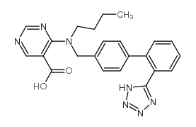 4-[丁基([2-(1H-四唑-5-基)[1,1-联苯]-4-基]甲基)氨基]-5-嘧啶羧酸结构式