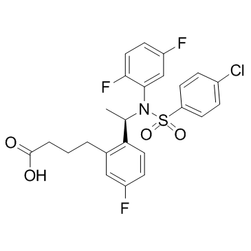 2-((1R)-1-(((4-氯苯基)磺酰基)(2,5-二氟苯基)氨基)乙基)-5-氟苯丁酸结构式