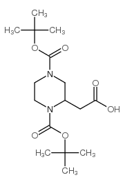 2-(1,4-双(叔丁氧基羰基)哌嗪-2-基)乙酸结构式