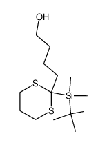 4-[1-(t-butyl-dimethyl-silyl)-2,6-dithiacyclohexyl]-1-butanol结构式