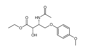 (2S,3R)-3-Acetylamino-2-hydroxy-4-(4-methoxy-phenoxy)-butyric acid ethyl ester结构式
