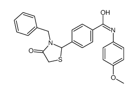 4-(3-benzyl-4-oxo-1,3-thiazolidin-2-yl)-N-(4-methoxyphenyl)benzamide结构式
