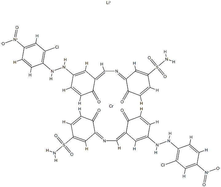 双[3-[[[[5-[(2-氯-4-硝基苯基)偶氮]-2-羟基苯基]亚甲基]氨基]-4-羟基苯磺酰胺合(2-)]]铬酸(1-)锂结构式