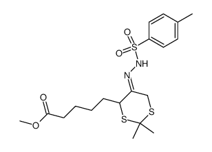 5-[5-(p-toluenesulfonyl)hydrazono-2,2-dimethyl-(1,3)-dithian-4-yl]pentanoic acid methyl ester Structure