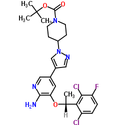 (R)-4-(4-(6-氨基-5-(1-(2,6-二氯-3-氟苯基)乙氧基)吡啶-3-基)-1H-吡唑-1-基)哌啶-1-羧酸叔丁酯结构式