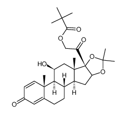 11beta,21-dihydroxy-16beta,17-(isopropylidenedioxy)pregna-1,4-diene-3,20-dione 21-pivalate结构式
