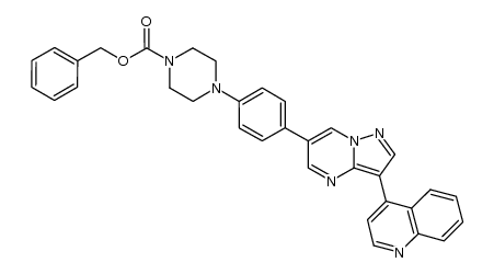 benzyl 4-(4-(3-(quinolin-4-yl)pyrazolo[1,5-a]pyrimidin-6-yl)phenyl)piperazine-1-carboxylate Structure