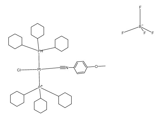 trans-{(PCy3)2Pt(CNC6H4-p-OMe)Cl}BF4 Structure