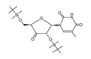 1-(2,5-bis-O-(tert-butyldimethylsilyl)-β-D-erythro-pentofuran-3-ulosyl)thymine结构式