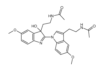 N,N'-((3'-hydroxy-5,5'-dimethoxy-3'H-[1,2'-biindole]-3,3'-diyl)bis(ethane-2,1-diyl))diacetamide结构式