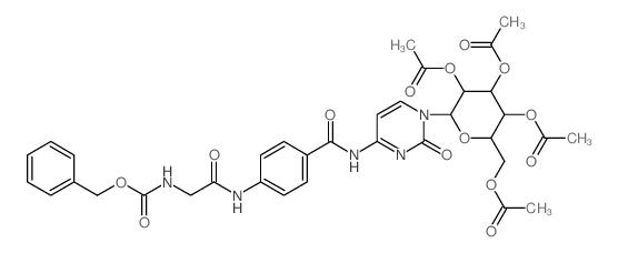Carbamic acid,[[[p-[(1-b-D-glucopyranosyl-1,2-dihydro-2-oxo-4-pyrimidinyl)carbamoyl]phenyl]carbamoyl]methyl]-,benzyl ester, tetraacetate (ester) (8CI) Structure