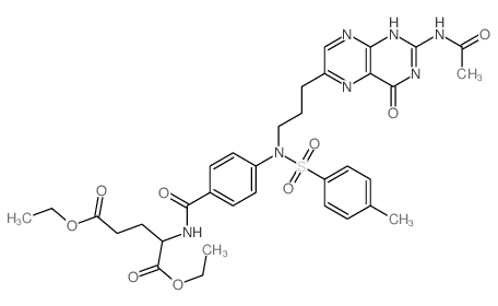 diethyl 2-[[4-[3-(2-acetamido-4-oxo-1H-pteridin-6-yl)propyl-(4-methylphenyl)sulfonyl-amino]benzoyl]amino]pentanedioate Structure