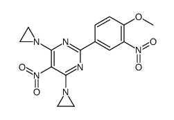 4,6-bis(aziridin-1-yl)-2-(4-methoxy-3-nitrophenyl)-5-nitropyrimidine结构式