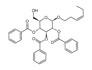 (Z)-3-hexenyl 2,3,4-tri-O-benzoyl-β-D-glucopyranoside Structure