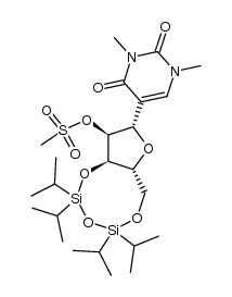 2'-O-Mesyl-3',5'-O-(1,1,3,3-tetraisopropyldisiloxanyl)-1,3-dimethyl-ψ-uridine Structure