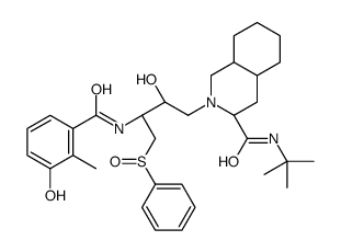 (3S,4aS,8aS)-2-[(2R,3R)-4-(benzenesulfinyl)-2-hydroxy-3-[(3-hydroxy-2-methylbenzoyl)amino]butyl]-N-tert-butyl-3,4,4a,5,6,7,8,8a-octahydro-1H-isoquinoline-3-carboxamide Structure