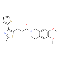 1-(6,7-dimethoxy-3,4-dihydroisoquinolin-2(1H)-yl)-3-[2-methyl-4-(thiophen-2-yl)-1,3-thiazol-5-yl]propan-1-one结构式
