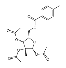 1,2,3-tri-O-acetyl-2-C-methyl-5-O-p-methylbenzoyl-β-D-ribofuranose结构式