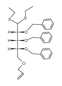 5-O-allyl 2,3,4-tri-O-benzyl-D-ribose diethyl dithioacetal结构式