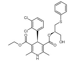 (R)-3-ethyl 5-((R)-1-hydroxy-3-(phenylthio)propan-2-yl) 4-(2,3-dichlorophenyl)-2,6-dimethyl-1,4-dihydropyridine-3,5-dicarboxylate结构式