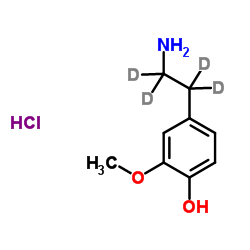 2-(4-hydroxy-3-methoxyphenyl)ethyl-1,1,2,2-d4-amine hydrochloride结构式