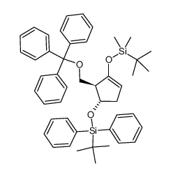 tert-butyl(((1S,2R)-3-((tert-butyldimethylsilyl)oxy)-2-((trityloxy)methyl)cyclopent-3-en-1-yl)oxy)diphenylsilane Structure