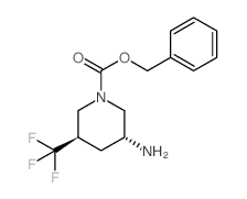 (3R,5R)-3-氨基-5-(三氟甲基)哌啶-1-甲酸苄酯结构式
