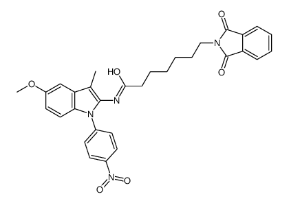 7-(1,3-dioxoisoindol-2-yl)-N-[5-methoxy-3-methyl-1-(4-nitrophenyl)indol-2-yl]heptanamide结构式