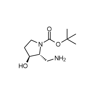 (2R,3S)-2-(氨基甲基)-3-羟基吡咯烷-1-羧酸叔丁酯结构式
