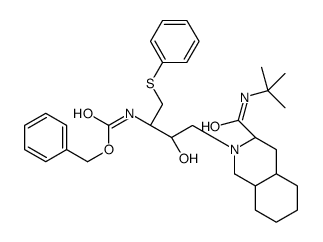 [3S-(3S,4aS,8aS,2’R,3’R)]-2-[3’-N-CBz-amino-2’-hydroxy-4’-(phenyl)thio]butyldecahydroisoquinoline-3-N-t-butylcarboxamide Structure