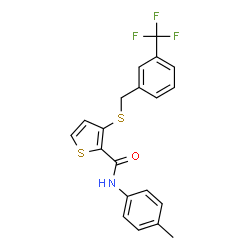 N-(4-METHYLPHENYL)-3-([3-(TRIFLUOROMETHYL)BENZYL]SULFANYL)-2-THIOPHENECARBOXAMIDE结构式