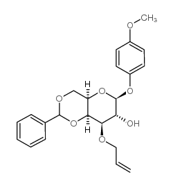 4-甲氧苯基-3-O-烯丙基-4,6-O-苯亚甲基-β-D-吡喃半乳糖苷结构式
