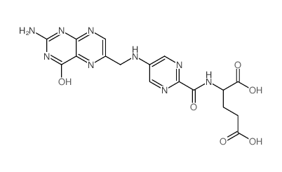 L-Glutamic acid, N-[[5-[[(2-amino-3, 4-dihydro-4-oxo-6-pteridinyl)methyl]amino]-2-pyrimidinyl]carbonyl]-, monohydrate structure