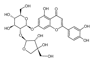 luteolin 7-O-β-D-apiofuranosyl-(1->2)-β-D-glucopyranoside Structure