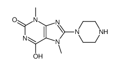 3,7-dimethyl-8-piperazin-1-ylpurine-2,6-dione Structure