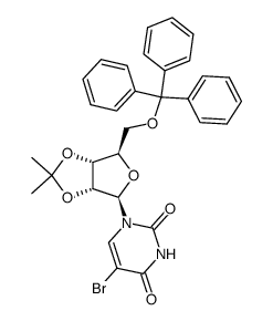 5-bromo-1-(2',3'-O-isopropylidene-5'-O-trityl-β-D-ribofuranosyl)uracil Structure