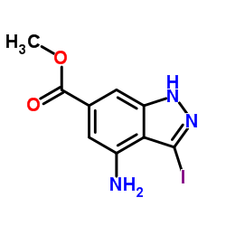 4-氨基-3-碘-1H-吲唑-6-羧酸甲酯结构式