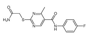 2-carbamoylmethylsulfanyl-4-methylpyrimidine-5-carboxylic acid (4-fluorophenyl)amide Structure