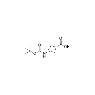 1-((叔丁氧基羰基)氨基)氮杂环丁烷-3-羧酸结构式