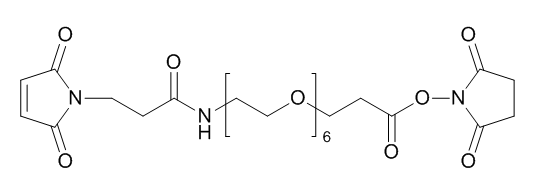 2,5-二氧代吡咯烷-1-基 1-(2,5-二氧代-2,5-二氢-1H-吡咯-1-基)-3-氧代-7,10,13,16,19,22-六氧杂-4-氮杂二十五烷-25-酸酯结构式