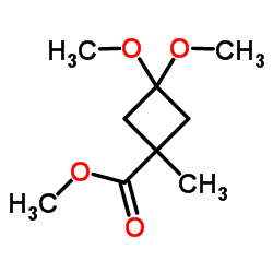 3,3-二甲氧基-1-甲基环丁烷-1-羧酸甲酯结构式