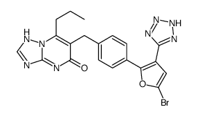 3-[[4-[5-bromo-3-(2H-tetrazol-5-yl)-2-furyl]phenyl]methyl]-2-propyl-1, 5,7,9-tetrazabicyclo[4.3.0]nona-2,5,7-trien-4-one结构式