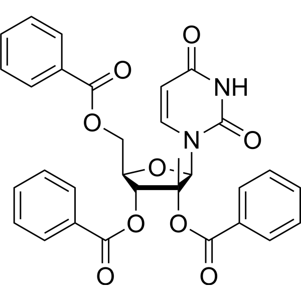 2',3',5'-Tri-O-benzoyl-2'-C-methyluridine结构式