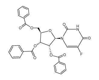 1-(2,3,5-tri-O-benzoyl-β-D-ribofuranosyl)-5-fluoro-uracil Structure