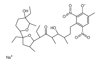 sodium,3-[(3R,4S,5S,7R)-7-[(3S,5S)-5-ethyl-5-[(5R,6S)-5-ethyl-5-hydroxy-6-methyloxan-2-yl]-3-methyloxolan-2-yl]-4-hydroxy-3,5-dimethyl-6-oxononyl]-6-methyl-2,4-dinitrophenolate结构式