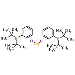 Dichlorobis(di-|tert|-butylphenylphosphine)palladium(II) Structure
