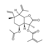 (Z)-2-Methyl-2-butenoic acid (3aβ,7aβ)-3β-acetoxy-6α-vinyloctahydro-3α,6β-dimethyl-7β-(1-methylvinyl)-2-oxobenzofuran-4β-yl ester Structure