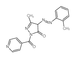 5-methyl-4-(2-methylphenyl)diazenyl-2-(pyridine-4-carbonyl)-4H-pyrazol-3-one Structure